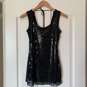 Black Sequin Tank Top